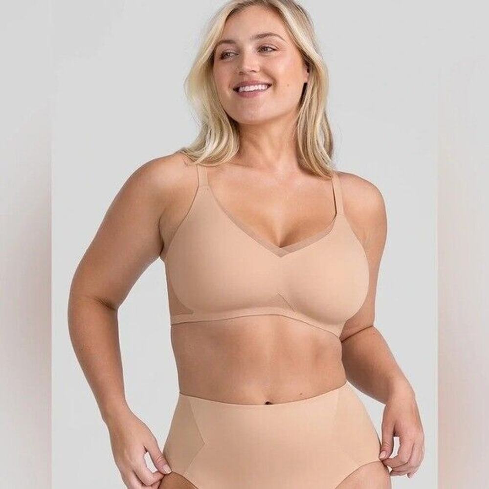 NEW HoneyLove Beige Adjustable Straps Crossover Bra Sand Womens Size 1X B2008